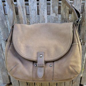 LUCKY BRAND Mocha Nubuck Leather Messenger Bag Purse
